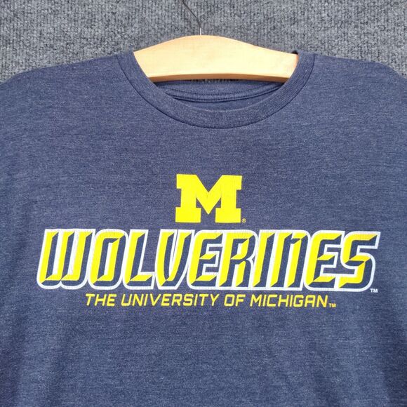 E5 University of Michigan Wolverines Men's T-Shirt Blue Medium Short Sleeve - Picture 6 of 11
